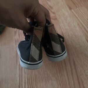 Burberry Kids Black and White High-Top Sneakers